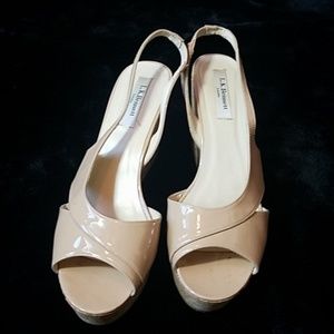 EUC LK Bennett peep-toe wedge heels